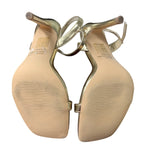 Genshuo Womens Size 6 Shiny Gold Open Toe 4" Heel Buckle Strap Sandal Shoes