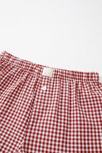 Red Plaid Gingham Printed High Waist Shorts
