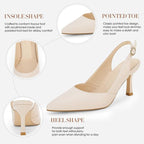 Rilista Womens Size 7.5 Tan Closed Pointy Toe Slingback Low Kitten Heel Shoes