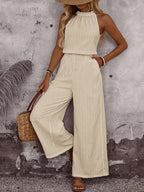 Women's Draped Neck Sleeveless Vest & Casual Pants Two-Piece Set
