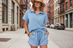 Women's Short Sleeve Top & Shorts Two-Piece Set – 5 Colors S–XXXL