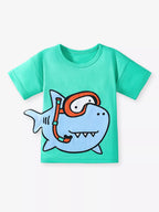 Children's Cartoon Shark Short Sleeve T-Shirt
