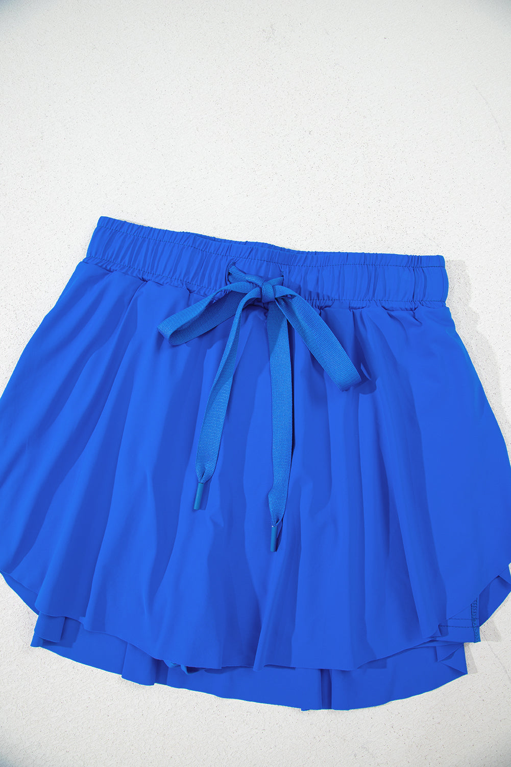 Sky Blue Drawstring High Waist Lined Tennis Skort