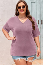 Valerian Textured V-Neck Dropped Shoulder Plus T-Shirt