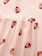 Children's Ladybug Print Ruffle Trim Casual Dress