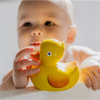CaaOcho Natural Rubber Toys - Natural Rubber Ducky Non-Toxic Bath Toy, Mold-free design