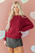 Jet Stream Ribbed Knit Ribbon Knot Backless Drop Shoulder Sweater