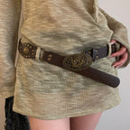 Retro Denim Female Ornament With Skirt All-matching Rivets Belt Fashion Waist Seal
