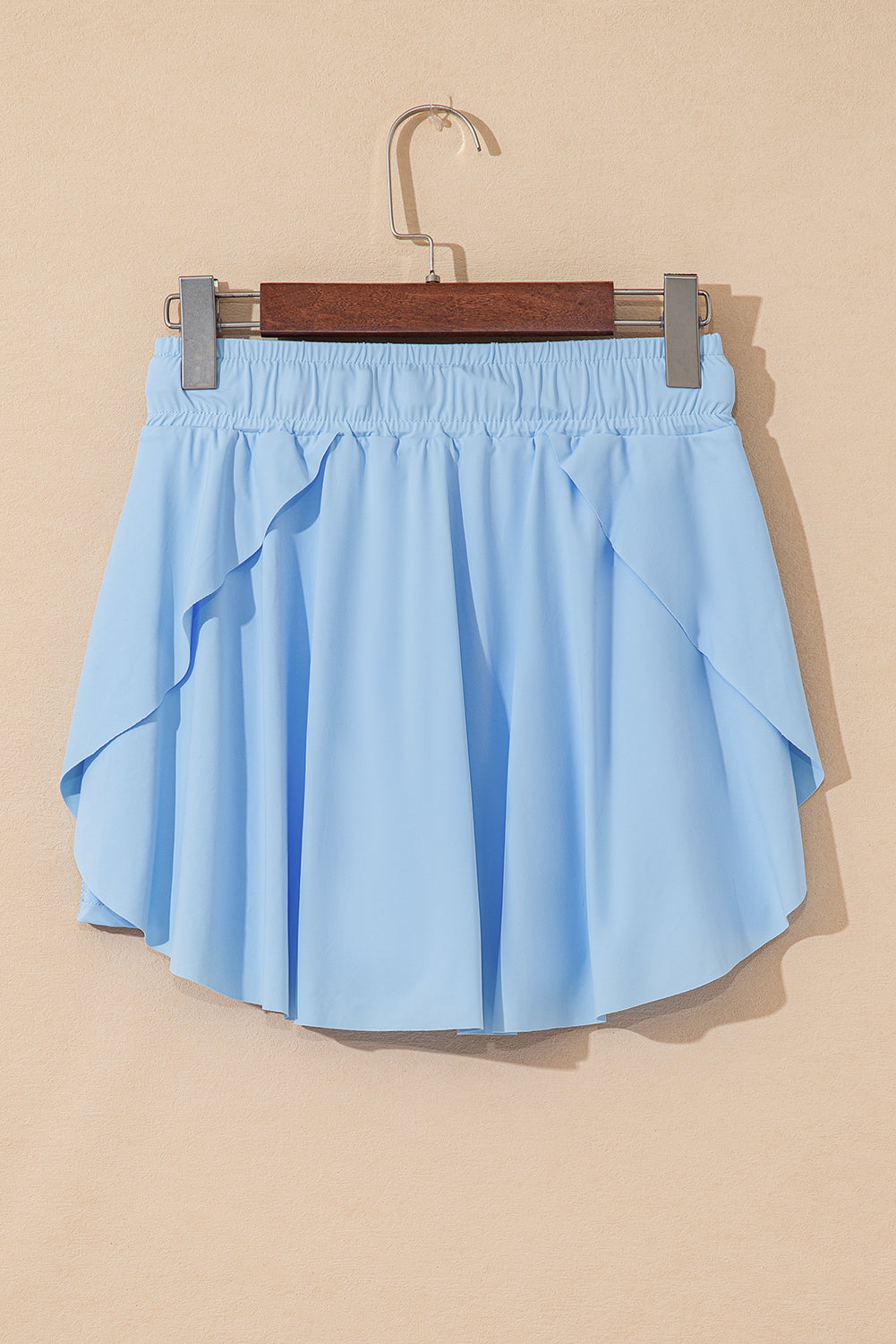 Sky Blue Drawstring High Waist Lined Tennis Skort