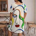 Women’s Casual Printed Round Neck Short Sleeve Dress