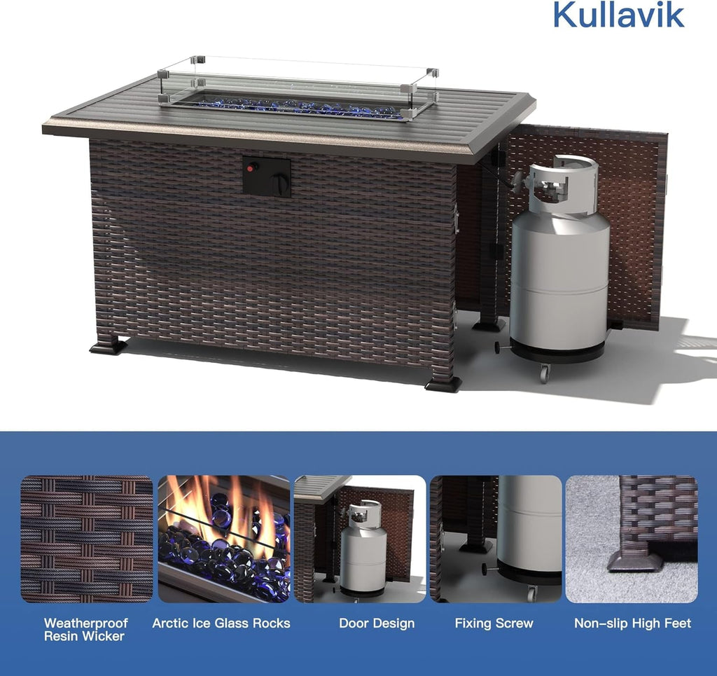 13 Piece Outdoor Patio Furniture Set with Fire Pit