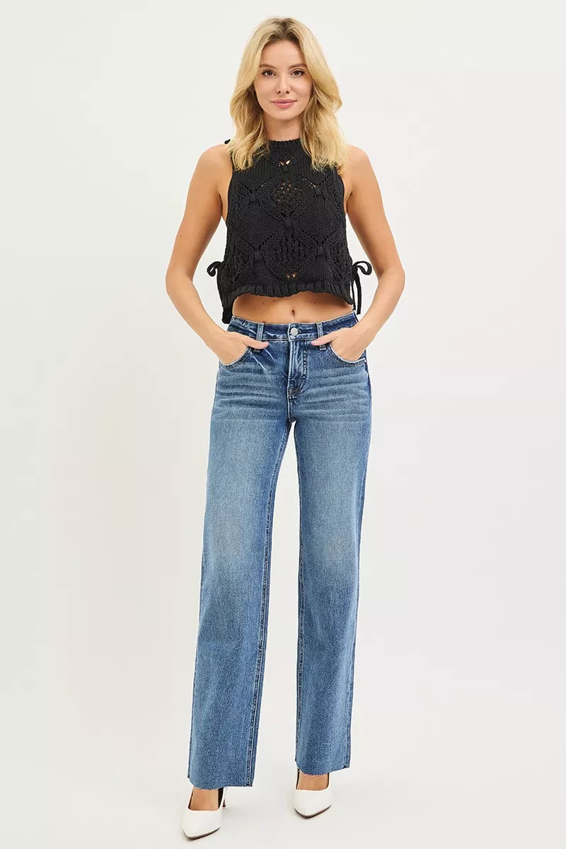 RISEN Tummy Control 4 Way Stretch Mid Rise Straight Jeans
