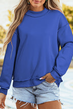 Racing Red Oversize Drop Shoulder Reversible Mock Neck Sweatshirt