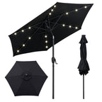 7.5 Feet Solar Powered Patio Umbrella with LED Lights and Crank Handle