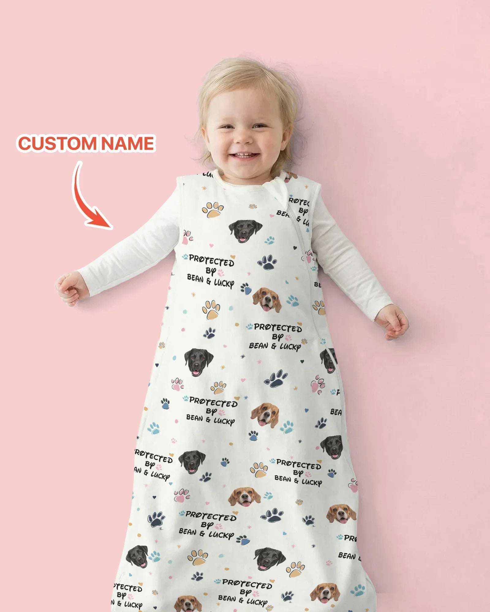 Custom Dog Photo Pattern Protected By Bamboo Sleep Bag