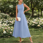 Women's Slim-Fit Long Vest Dress – A-Line High-Waist Sleeveless