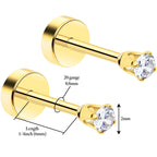 14k Yellow Gold Plated 2mm CZ Flat Back Stud Earrings - 1 Pair