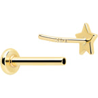 14k Solid Yellow Gold 3mm Star Threadless Push In Flat Back Stud