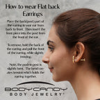 18G 1/4 Clear Gem Gold PVD Implant Grade Titanium Leaves Threadless Flatback Earring
