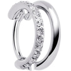 Single Row Micro Gem Implant Grade Titanium Hinged Double Hoop Nose Ring