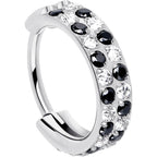 20G CZ Double Row Checkerboard Implant Grade Titanium Nose Hoop