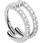 18G Double Row Micro Gem Implant Grade Titanium Hinged Double Hoop Nose Ring
