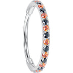 20G Micro Gem Titanium Hinged Nose Hoop - Black Orange Nose Ring