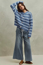 SO ME Mid Rise Elastic Waist Flare Denim Jeans