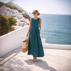 Mediterranean Contrast Color Vacation Dress – 7 Colors, S–3XL