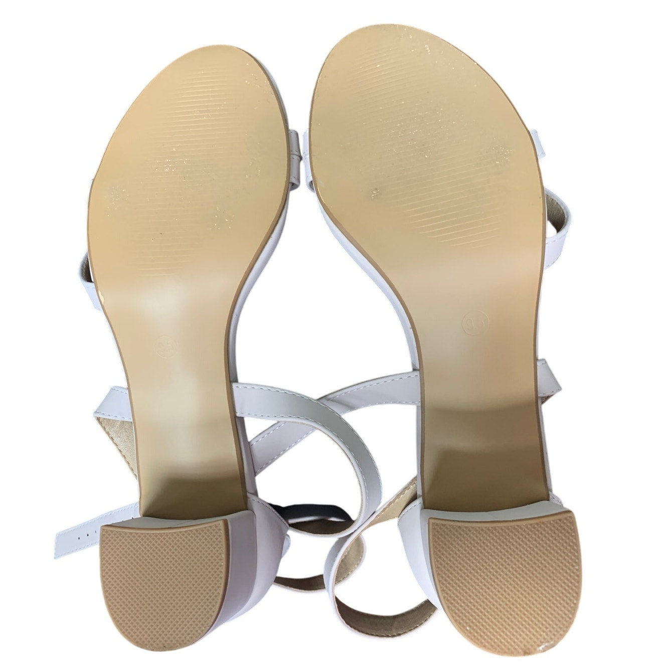 idifu Womens 9.5 Pinky Tan Open Toe 2.25" Block Heel Ankle Strap Sandal Shoes