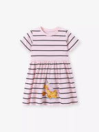 Children's Striped Unicorn Short Sleeve Casual Dress