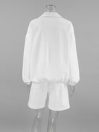 Snap Detail Long Sleeve Top and Shorts Set