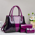 Snakeskin Pattern 3-Piece Tote Handbag Set