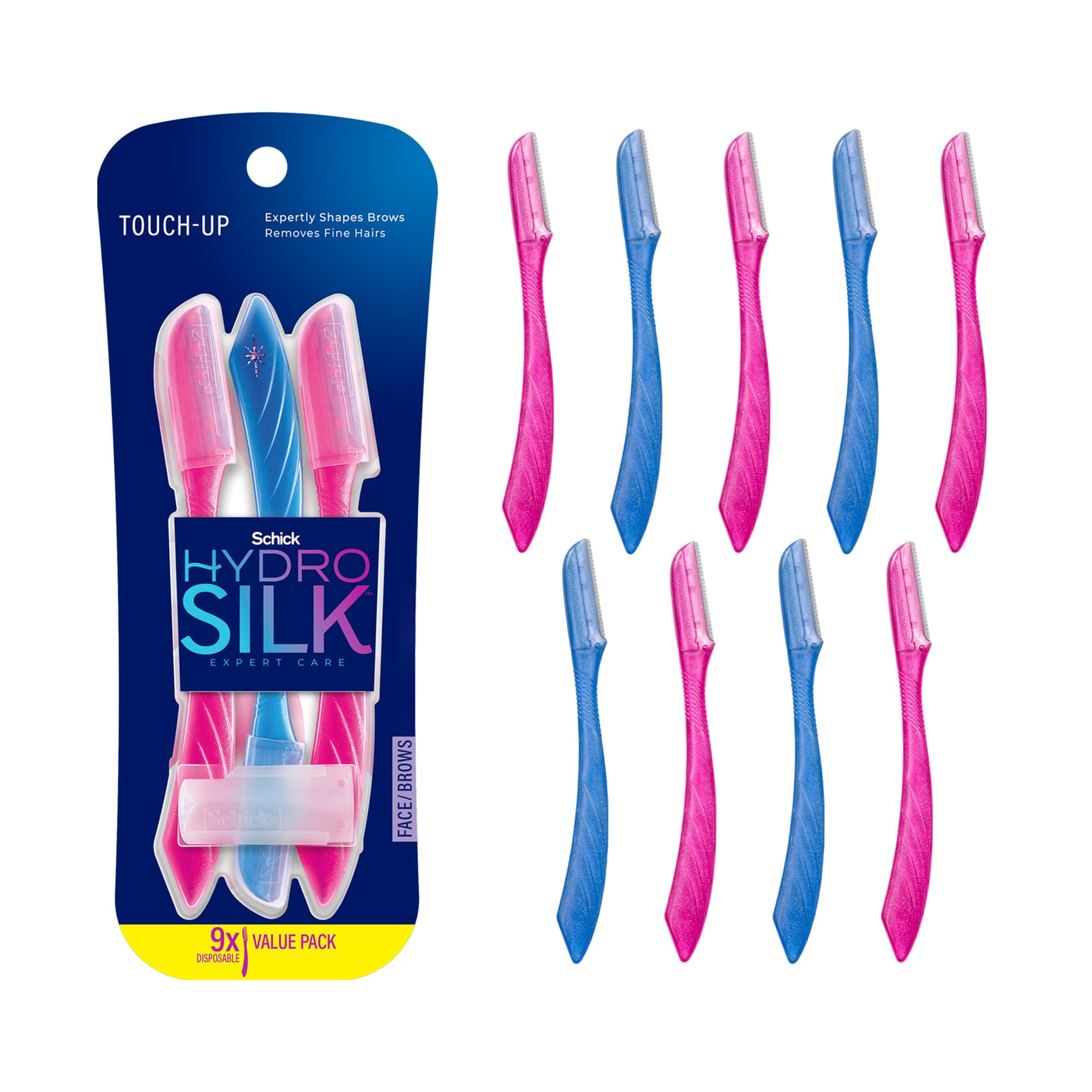 Schick Hydro Silk Touch-Up Dermaplaning Tool with Precision Cover, 3ct | Dermaplane Razor, Face Razors for Women, Peach Fuzz Remover