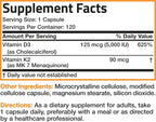 Bronson Vitamin K2 (MK7) with D3 Supplement Non-GMO Formula 5000 IU Vitamin D3 & 90 mcg Vitamin K2 MK-7 Easy to Swallow Vitamin D & K Complex, 120 Capsules
