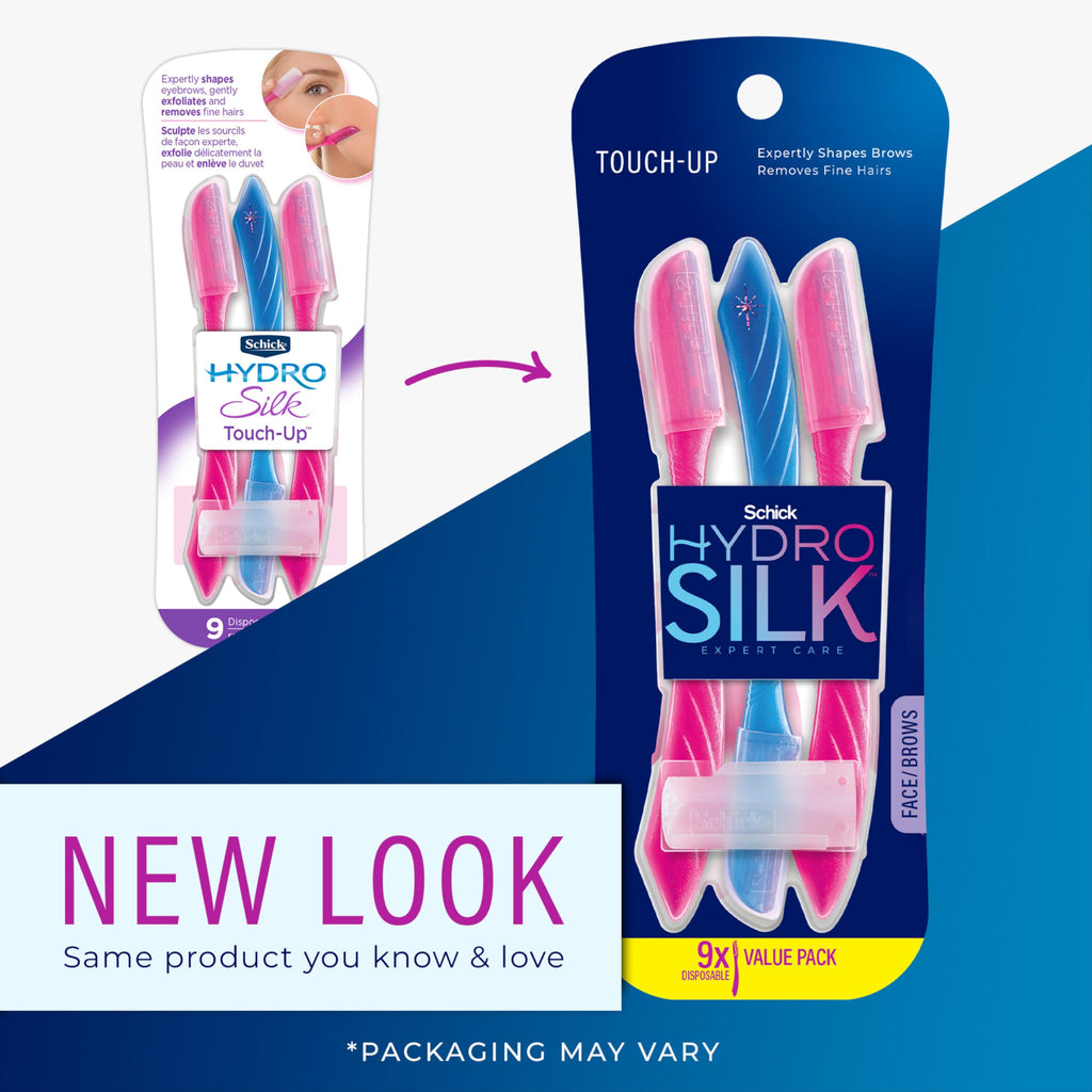 Schick Hydro Silk Touch-Up Dermaplaning Tool with Precision Cover, 3ct | Dermaplane Razor, Face Razors for Women, Peach Fuzz Remover