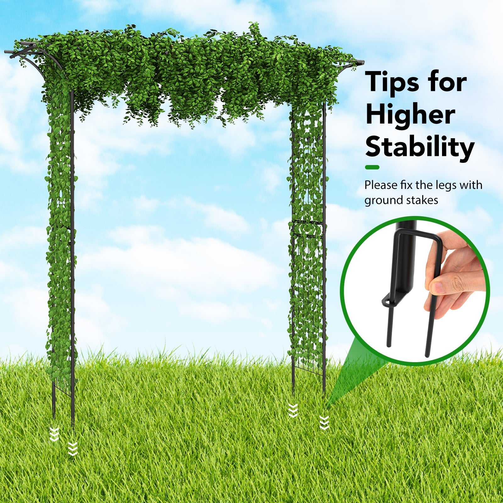 81 Inch Garden Arbor Metal Archway for Climbing Plants-Black