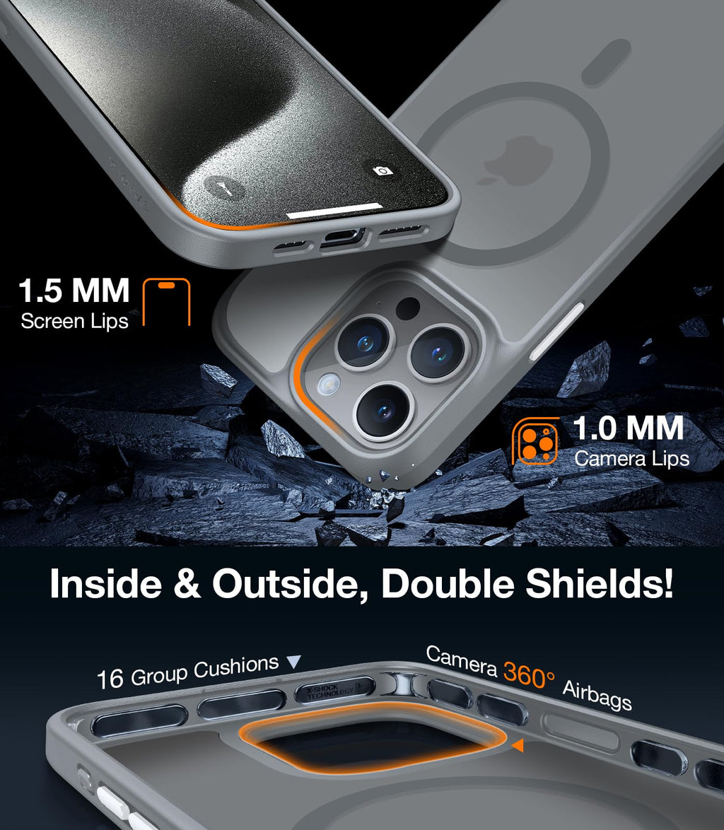 TORRAS Magnetic Shockproof for iPhone 12 Pro Case/iPhone 12 Case, [Military-Grade Drop Tested] [Compatible with MagSafe] Translucent Slim Protective Anti-Scratch, Black