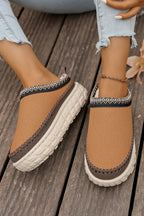 Black Contrast Stitch Detail Plush Winter Clog Slippers