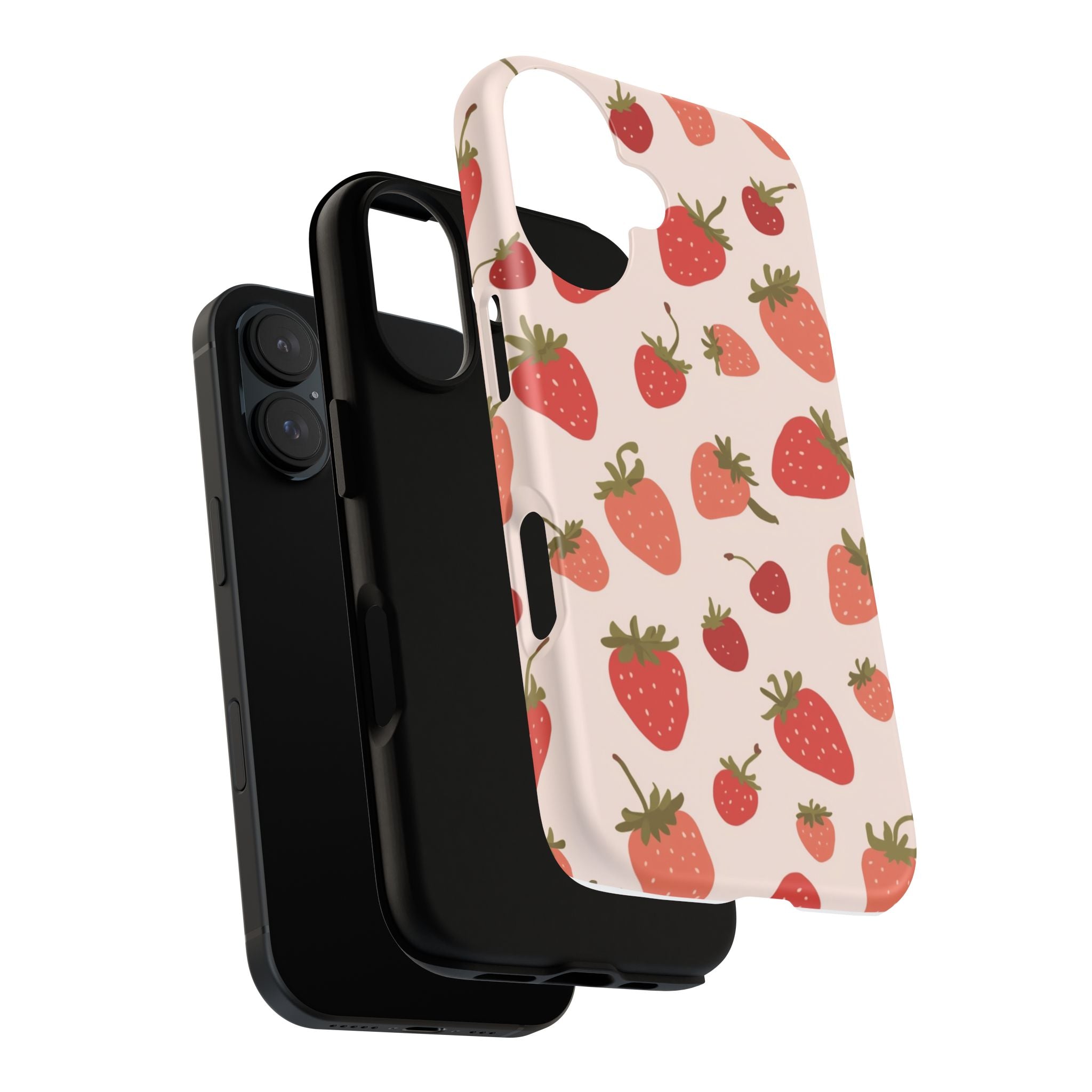 Strawberry Pattern Tough Phone Case Cute Pink Protective iPhone Cover