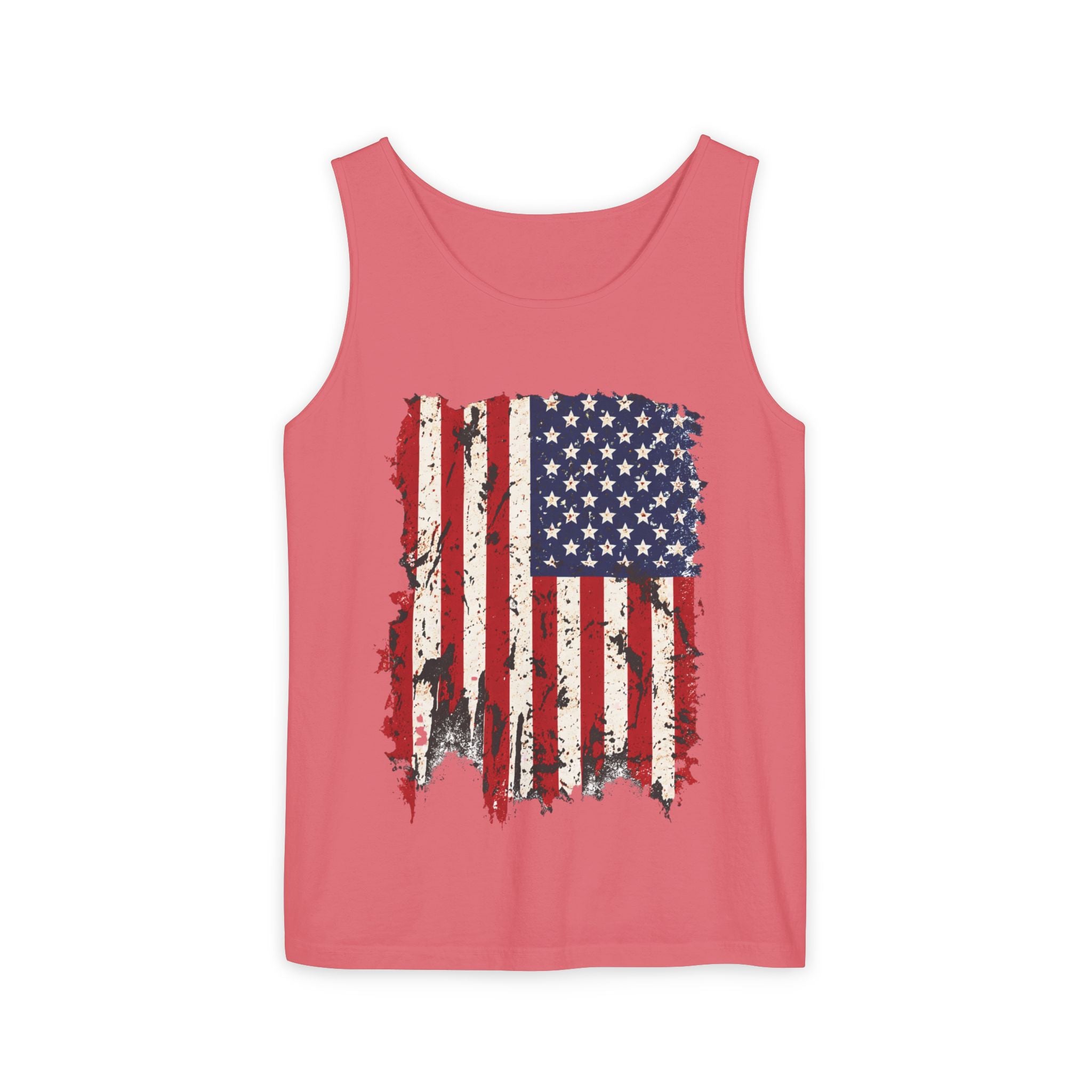 Distressed American Flag Tank Top  Patriotic USA Sleeveless Shirt for 4th of July Summer and Everyday Wear