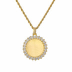 Hip Hop Diamond Round Photo Frame Couple Memorial Photo Pendant Necklace