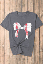 Black Baseball Bowknot Graphic Casual Tee