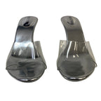 Nbuunbu Womens Size 10 Silver Clear Strap Open Toe 10" Heel Slide On Shoes