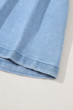 Dusk Blue Flared Denim Shorts