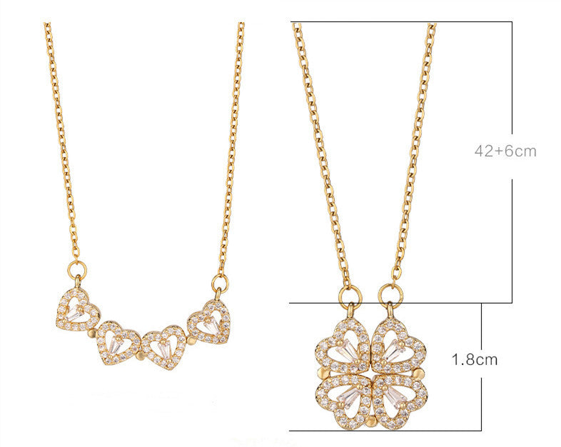 Four-Leaf Clover Hearts Necklace