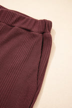 Red Dahlia Solid Color Ribbed Ruffle Tank Top and Pants Set