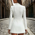 Women’s Stand Collar Blazer Dress – Slim Fit Formal Short Outfit