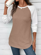 Waffle Knit Raglan Sleeve T-Shirt