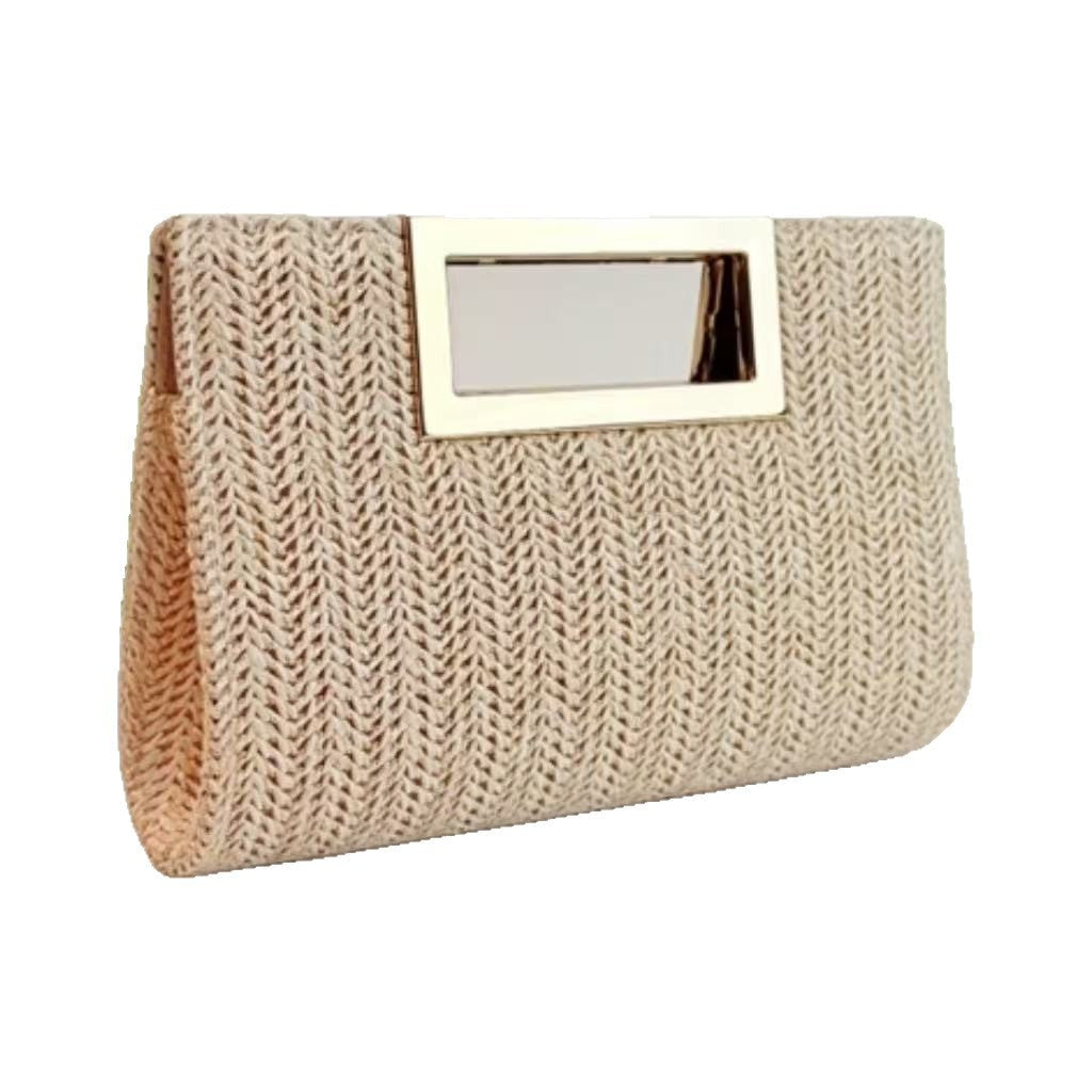 Woven Chain Clutch Bag with Metal Accents